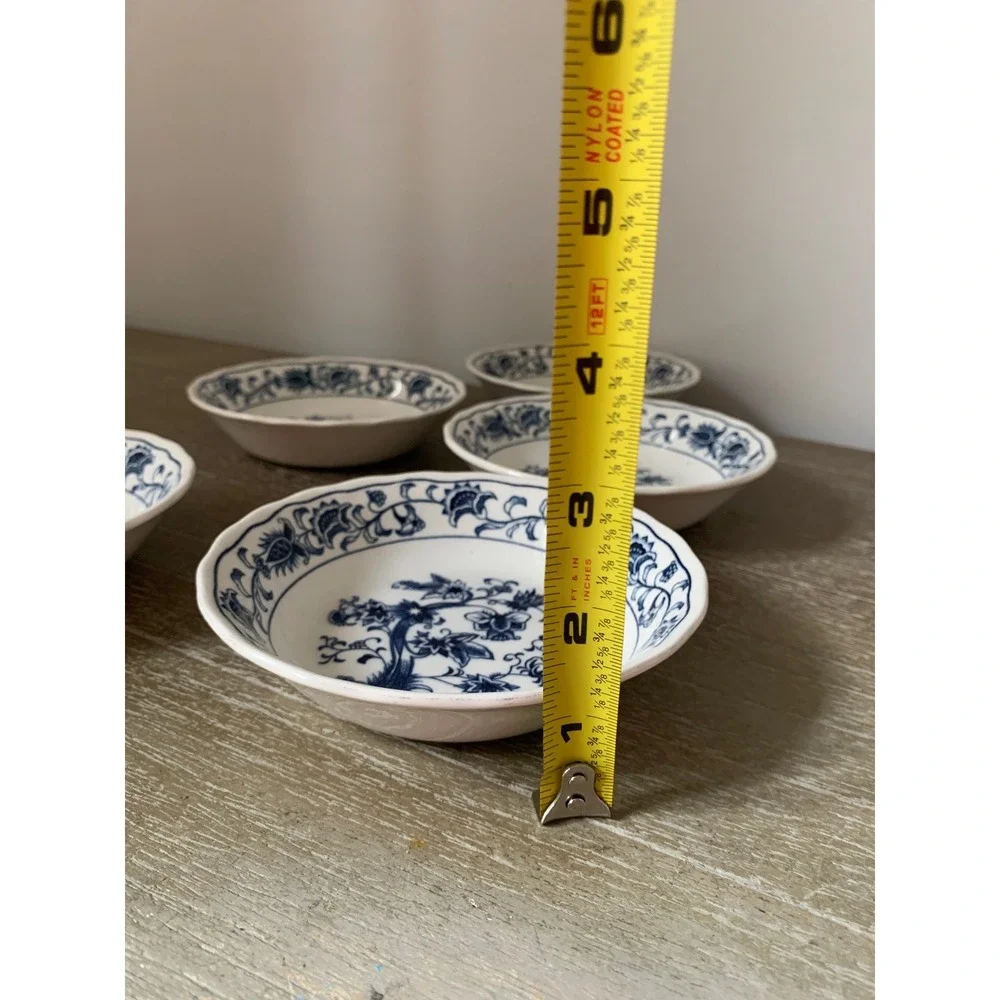Nikko Double Phoenix Blue Onion Ironstone Fruit‎ Dessert Bowls Set of 5 Japan